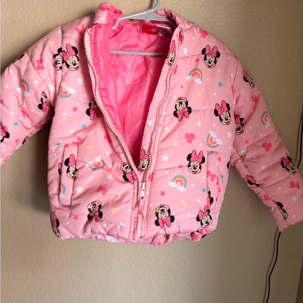 Justice Pink Minnie Mouse Kids Puffer Jacket